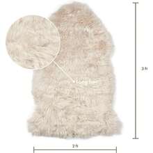 Sheepskin Long Hair 2x3 Ft | Bedside Rugs For Bedrooms, Sofa, Chair Or The Dining Table | Each Sheepskin Rug Isand Created By Nature | Small Fluffy Rug In Color Beige - Multiwarna 837 - View 2