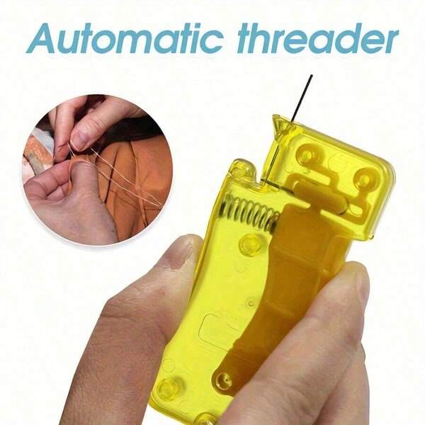 1 Pc Lemon Yellow Automatic Needle Threader, DIY Hand Sewing Needle Threader, Manual Sewing Machine Sewing Tool, Home Handicrafts And Sewing Supplies