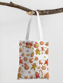 1 Stück Weihnachtsbaum Muster Tragetasche, große Kapazität Schultertasche, Damen Lässig Handtasche, Segeltuch Tragetasche geeignet für Arbeit, Schule, Einkaufen