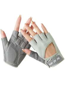 1pair Letter Graphic Breathable Gloves,Suitable For Cycling,Riding Motorcycle And Skiing - Grey - View 6