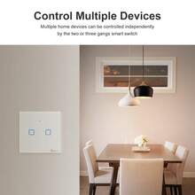 T0UK2C,SONOFF Smart Light Switch, WiFi Smart Touch Switch Smart Wall Light Switch Works With Alexa And, APP Remote Control, Neutral Wire Required, White, 2 Gang, APP Remote Control And Voice Control,Timing Fuction,Smart Scene,Security Guarantee,Smart Home Control,Smart Home, Intelligent Control. - White - View 7