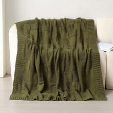 Manta de punto acogedora con detalle de volantes para todas las estaciones, multiusos y cómoda para acampar, sofá, tomar el sol y siestas, manta de punto con ribete de volantes, manta de camping - Verde Oliva - Ver 5