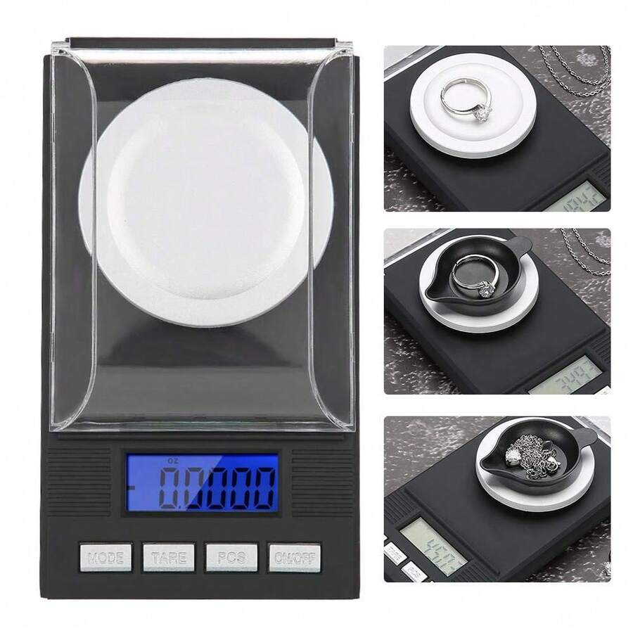 Semme Escala Digital De JoyeríA En Miligramo, Pantalla Digital Led Mini PortáTil De Alta PrecisióN 0.001G Escala De JoyeríA De Bolsillo con Pesas De CalibracióN Pinzas Y Bandejas De Pesaje(100g) - 100 gramos - Ver 1