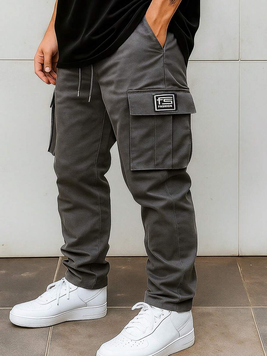 Pantalones casuales ligeros, versátiles y de moda para hombres, pantalones cargo para exteriores, primavera/verano - Gris - Ver 1