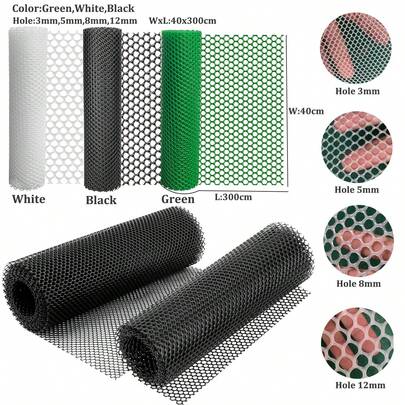 塑料铁丝网围栏，40厘米 X 300厘米 - 适用于狗、兔子和家禽的塑料铁丝网围栏 - 宠物阳台网（孔径 3 毫米 - 12 毫米）