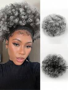 60g Short Fluffy Drawstring Ponytail Wig For Women, Quality Black/Brown/Gray/Wine Red, Suitable For Natural Hair, Clip-On Curly Bun, Suitable For Christmas, New Year, Carnival, Music Festival And Other Occasions - Multicolor - View 14