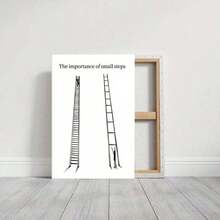 1pc Framed Canvas Wall Art, The Importance Of Small Steps, Motivational Art Print Canvas Poster Painting Room Wall Decor, Ideal Gift For Bedroom Living Room Hallway Dorm, Ready To Hang - 白色 - 查看 3