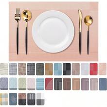 Washable Vinyl Placemats Set Of 4 For Indoor/Outdoor Use - B-four-corner-peachpink - View 12