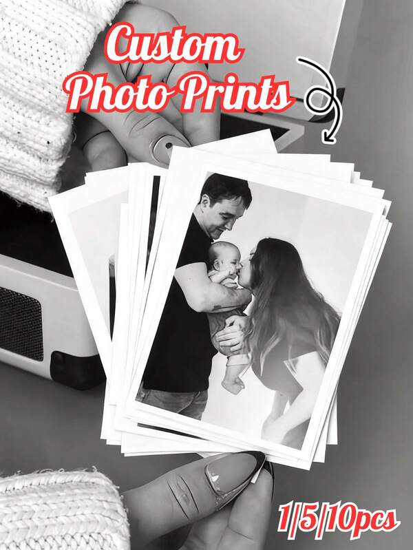 1/5/10pcs Personalized Custom Photo Prints – Customizable Photo & Text Keepsake For Parents, Grandparents, Pet Owners & Couples, 2D Printed Photos With Personalized Message For Christmas, Graduation, Anniversaries & Birthdays, Multi-Use Home Wall (Living Room/Bedroom) & Office Desk Decor, Family Memory Photos