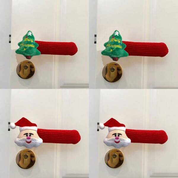 1pc Christmas Anti-Collision Door Knob Covers, Anti-Static, Universal Protective Sleeves Suitable For Bedroom, Bathroom, And Kitchen Door Handles Ideal For Holiday Decor, New Home Decor, Christmas Decorations, And New Year Decorations