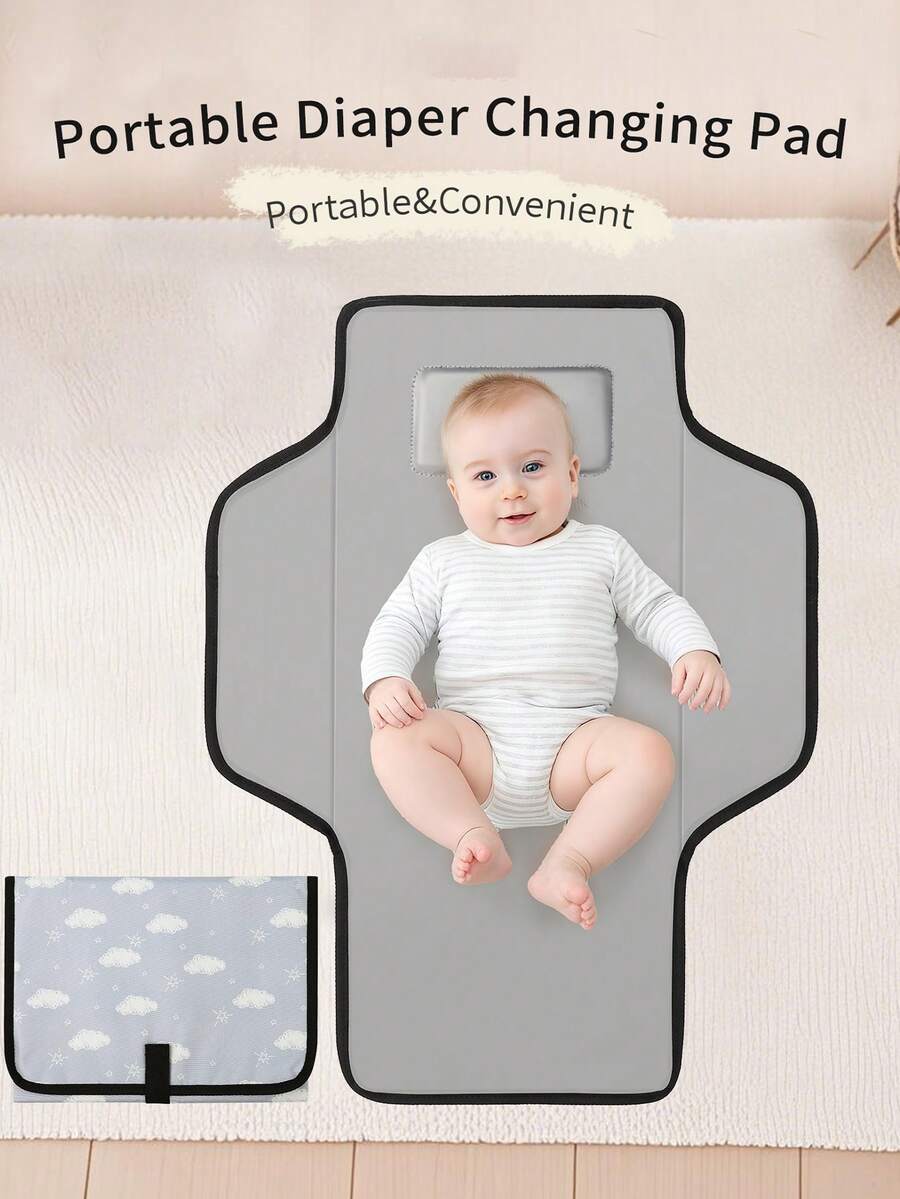 1pc Waterproof Portable Foldable Baby Diaper Changing Pad, Suitable For Outdoor Use And Travel - Multicolor - View 1