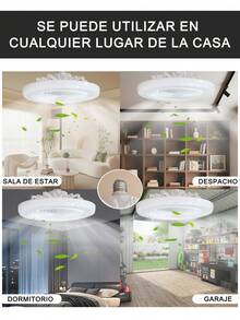 1pieza Lampara Ventilador, Ventilador De Techo E27,Lámpara Silenciosa Con Control Remoto 30W Ventiladores Luces 110V, lámpara de ventilador para habitación, salón, comedor, dormitorio - 230-A1 (sin control remoto) - Ver 12
