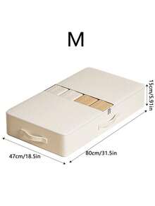 1pc Flat Underbed Storage Box, Large Capacity Clothing & Pants Organizer Bag With Transparent Window, Reinforced Material, Dual-Zipper And Carry Handle, Waterproof & Moisture-Proof, Foldable Design For Space-Saving, Suitable For Bedroom Storage, Seasonal Clothing Organization, Home Decor, Holiday Decoration And More - White M - View 1