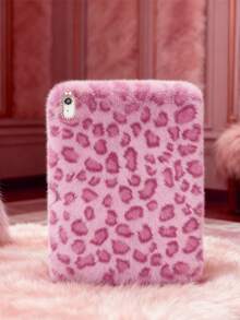 Winter Leopard Print Fluffy IPad Protective Case With Stylus Holder - Fits IPad 10th/11th Gen, New A16 Model (2022/2025), IPad Air 11/Pro 11 & 7th/8th/9th Gen | Cute Girly And Stylish Design, Tablet Desktop Decor | Perfect Gift For Party, Birthday And Holidays