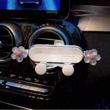1 件升级版银白色车载手机支架，可爱女士汽车出风口支架，创意重力车载手机支架，带花朵设计，适用于汽车仪表盘，汽车配件，车载手机支架兼容 、Android 手机，生日、家人、朋友的礼物，适合夏季出风口手机支架