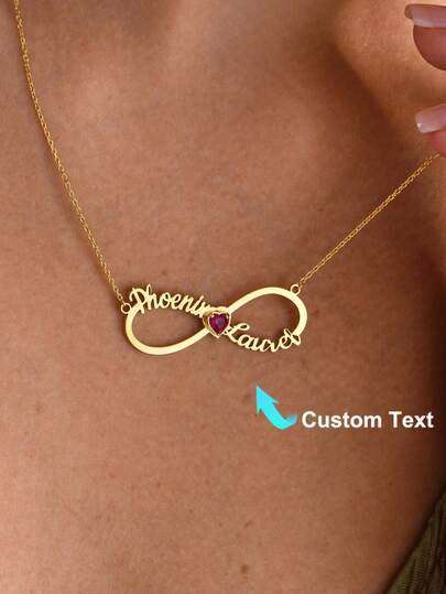 Personalized Infinity Name Necklace With Heart Birthstone Women Fashion Custom Jewelry Gifts