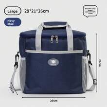 Insulated Lunch Bag-Large Capacity Waterproof Aluminum Foil Work And Outdoor Party - Navy Blue - View 7