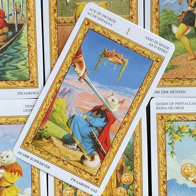 Tarot Of The White Cat, 78 Cards, 10.5*6cm, Wicca Tarot Card Game, English Version