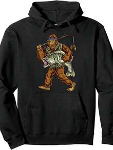 Largemouth Bass Fishing Bigfoot Fisherman Pullover Hoodie - 款式2 - 查看 1