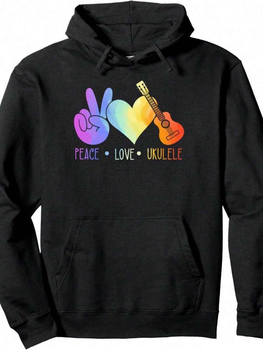 Peace Hawaan Ukulele Music Love Pullover Hoodie - 款式20 - 查看 1