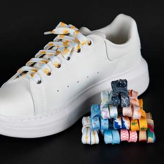 1 Pair 8mm Tie-Dye Splicing Stripe Shoelaces, Casual Versatile Shoelaces