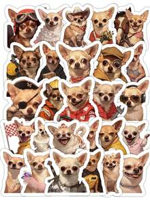 Conjunto de 55 adesivos fofos e divertidos de cachorros Chihuahua - Adesivos adoráveis de animais de estimação para celular, laptop, garrafa de água, álbum de recortes, presente ideal para adolescentes e amantes de cães. - Multicolorido - Ver 9