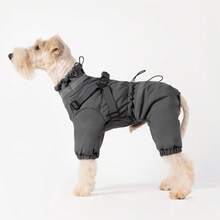 全新可调节小型犬和中型犬狗外套 - 反光羊毛衬里，可调节带扣和双 D 形环背带，四腿保暖内衬保暖宠物服装