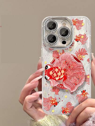 1 Lucky Koi Fish Shaking Fun Magnetic Stand, Retractable Magnetic Mobile Phone New Year Stand, Continuous Good Luck, Great Gift