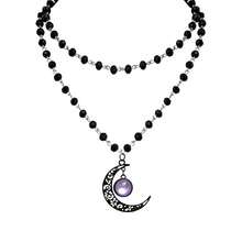 Rrdaily Gothic Moon Crystal Necklace Punk Style Moon Pendant Necklaces Vintage Black Crescent Necklace Dark Gothic Necklaces Costume Jewelry New Year Jewelry For Women{Inchcolor_nameinch:InchPurple4inch} - 紫色4 - 查看 1