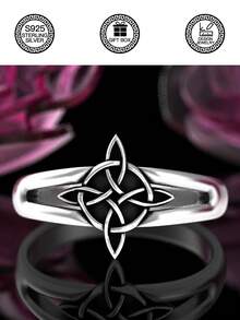 1 件 S925 纯银女巫凯尔特结树脂女士戒指，女巫符文图案，百搭日常佩戴，引人注目的派对配饰，信仰戒指，幸运戒指，适合万圣节，男女通用珠宝，生日/情人节礼物，附赠礼品盒 - 滴膠女巫結 - 查看 6
