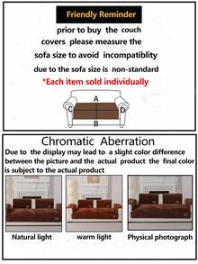 1pc Thick Plush Sofa Cushion Cover, Non-Slip Sofa Protector, Dust-Proof And Dirt-Resistant, Machine Washable, Pet-Friendly, Suitable For All Seasons, Adjustable For Corner Sofa, Bedroom, Office, Living Room, 1/2/3/4 Seater