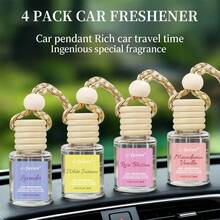 4 Bottles Car Air Hanging Fragrance Oil Diffuser, Car Air Freshener Diffuser For Essential Oils Scents Fragrance Aromatherapy Automobile Diffuser,17 Fragrances All Ages, Long-Lasting Fragrance Car Diffuser,Car Air Freshener,Christmas Gifts - Oải hương + Hoa nhài trắng + Hoa hồng + Vani Macadamia - Xem 7