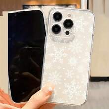 Funda de teléfono a prueba de golpes Una funda de teléfono transparente de TPU con un patrón de copo de nieve fresco, diseñada para ajustarse a los modelos de  11, 12, 13, 14, 15, 16, XS, XR, X, 7, 8, 12, 13 Plus, Pro Max y la serie SE. Es un gran regalo para una novia, novio, amigo, o incluso como funda de teléfono ligera, delgada y a prueba de golpes. - 1 pieza - Ver 5