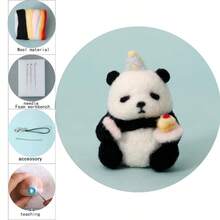 1 Set Panda Cake Felt Craft Kit For Beginners, DIY Wool Felt Animal Material Set (Suitable For Adults), Felt Art Project Gift - Multicolor - View 7
