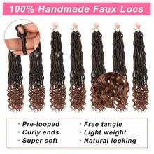 10-36 Inch Goddess New Faux Locs Crochet Hair 7 Packs Pre-Looped Long Soft Locs Crochet Braids Hair With Curly Ends Natural Black Synthetic Nu Locs Braiding Hair For Women - Multicolor - View 20