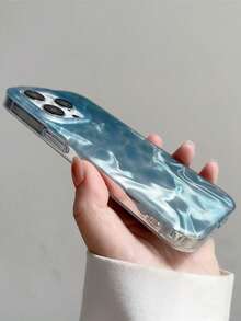 Ocean 1pc Water Wave Blue Phone Case Compatible With IPhone 17 Pro Max, New 14, 15 Pro, High-End 13, Fashionable 12, Anti-Drop 11, Minimalist 14 Pro, Personalized 16