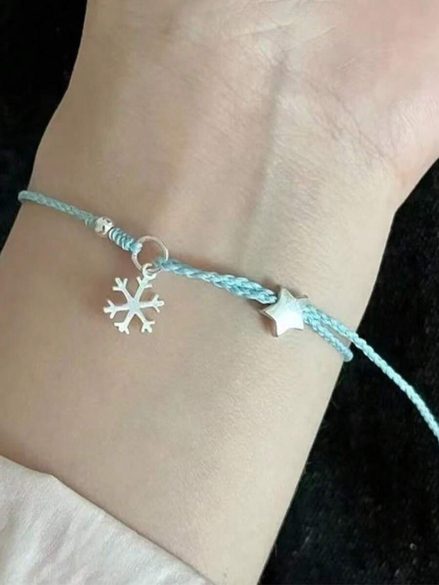 سوار محبوك بنمط الثلج الأزرق والأبيض، إكسسوار أنيق بطراز مينيمالست مورِي