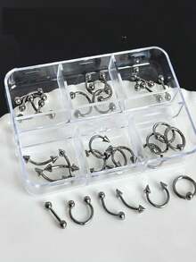 2 Stück 1-1,2 mm Spiralbohrer, 2 Stück konische Diamant-Spiralbohrer, 60 Stück Nagelkunststuds (geeignet für Aufklebe-Nägel, Schmuckherstellung mit Bohrung), Mini-Handbohrer, Lochstanze, Werkzeug-Zubehör, geeignet für Heim-Nagelstudio - 30 Stück/Box 3D Metall Punk Nail Art Dekorationen, Y2K Nagelbedarf, Nagelsteine, geeignet für Nägel, Lippen-Ringe, Nasenringe (4/3/2/1 Stück) - Verschiedenfarbig - Übersicht 12