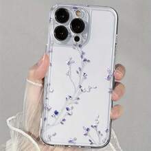Transparent Protective Case - Luxurious Soft TPU Shockproof Phone Case Compatible With IPhone 17, 16, 15, 14, 13, 12, 11 Pro Max, 16, 15, 14 Plus, 13, 12 Mini, X, XS Max, XR, 8, 7 Plus, Exquisite Purple Flower Pattern, Device Safety, Fashionable, High-Quality, Durable Material, Protective Case, Suitable For Fashion Users, Technology Enthusiasts - 混合顏色 1 - 查看 3
