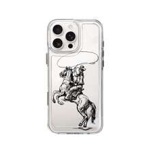 Funda de vaquero para móvil, diseñada con escenas de caballos y rodeo, compatible con  17,  16,  16 Pro Max,  15,  15 Pro Max,  14,  13,  12 y  11 Pro. Fabricada en TPU, ofrece protección a prueba de golpes. Perfecta para familiares, amigos, niños, cumpleaños, primavera, vacaciones, novios, novias y regalos de San Valentín. - transparente - Ver 6