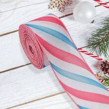 Cinta alambrada a rayas/pan de jengibre/cuadros, cinta creativa para envolver regalos de Navidad, ramos de flores y decoración para fiestas. - Rosa - Ver 5