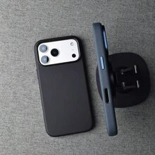 ORIGINAL MAGSAFE LEATHER CASE WITH LOGO WITH TOP QUALITY METAL BUTTONS FOR IPHONE 17 PRO MAX 16 15 14 13 12 11 - Xám - Xem 2