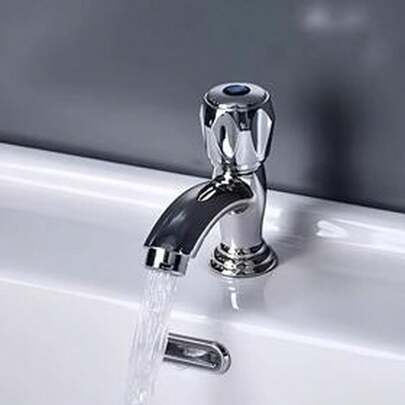 Vòi nước lạnh tay cầm đơn hiện đại - Kim loại đánh bóng, có vành, dễ lắp đặt, phù hợp với bồn rửa nhà bếp và phòng tắm