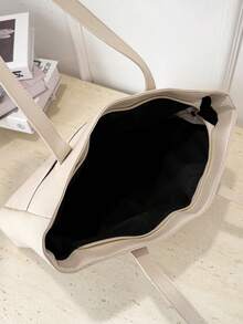 Túi đeo vai đa năng tối giản, dung tích lớn, túi mua sắm thông thường - Màu be - Xem 7