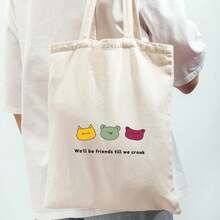 Funny Frog Tote Bag – Canvas Hand Painted Shopping Tote Bag Perfect For Friendship Gift - Beige - View 1