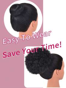 60g Short Fluffy Drawstring Ponytail Wig For Women, Quality Black/Brown/Gray/Wine Red, Suitable For Natural Hair, Clip-On Curly Bun, Suitable For Christmas, New Year, Carnival, Music Festival And Other Occasions - Multicolor - View 10