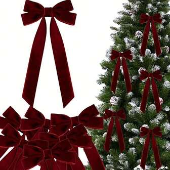 6/12/18pcs Home Party Decoration Bow - Festival Ribbon Gift Bow, Suitable For New Year/Valentine's Day/Wedding/Anniversary/Birthday Gift Decoration And Rural Handmade Products, Featherless, Glossy Surface Treatment, Perfect For Gift Packaging And DIY Projects, Birthday Gift Adorned With Velvet Ribbon Bow Christmas