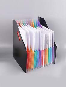 A4 Accordion File Folder, Upright Handheld Multi-Layer Document Organizer, 13 Compartments Student Test Paper Storage Bag