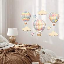 9-Piece Set, Hot Air Balloon Wooden Wall Decoration, With Cloud And Star Wall Decoration, An Art Set Suitable For Bedrooms, Classrooms And Playrooms, Easy To Hang, Classroom Wall Decoration, Vivid Wall Art, Classic Design - Multicolor - View 5