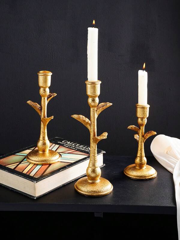 1pc Vintage European Style Resin Coconut Tree Candle Holder, Resin Coconut Tree Home Decor Candle Holder For Tabletop Decoration, Multiple Styles Available, Suitable For Home, Hotel, Wedding And Other Dining Table Decor